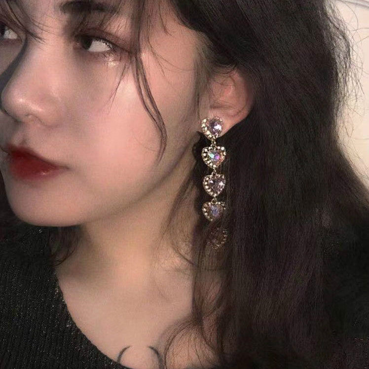 Lavender Heart Crystal Earring
