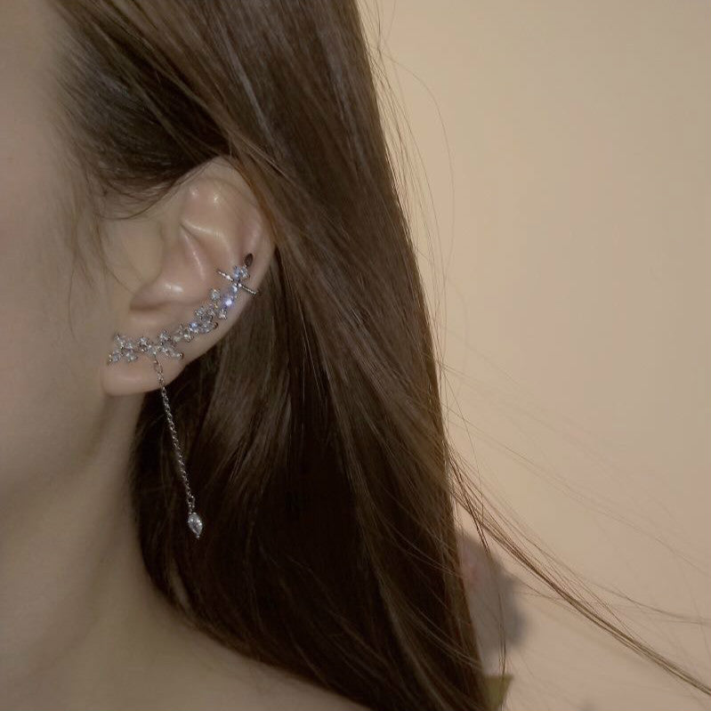 Silver Crystal Single Ear Bone Clamp