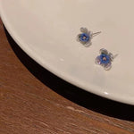Blue Rose Stud Earrings | Earrings Flowers | Cliff Studio