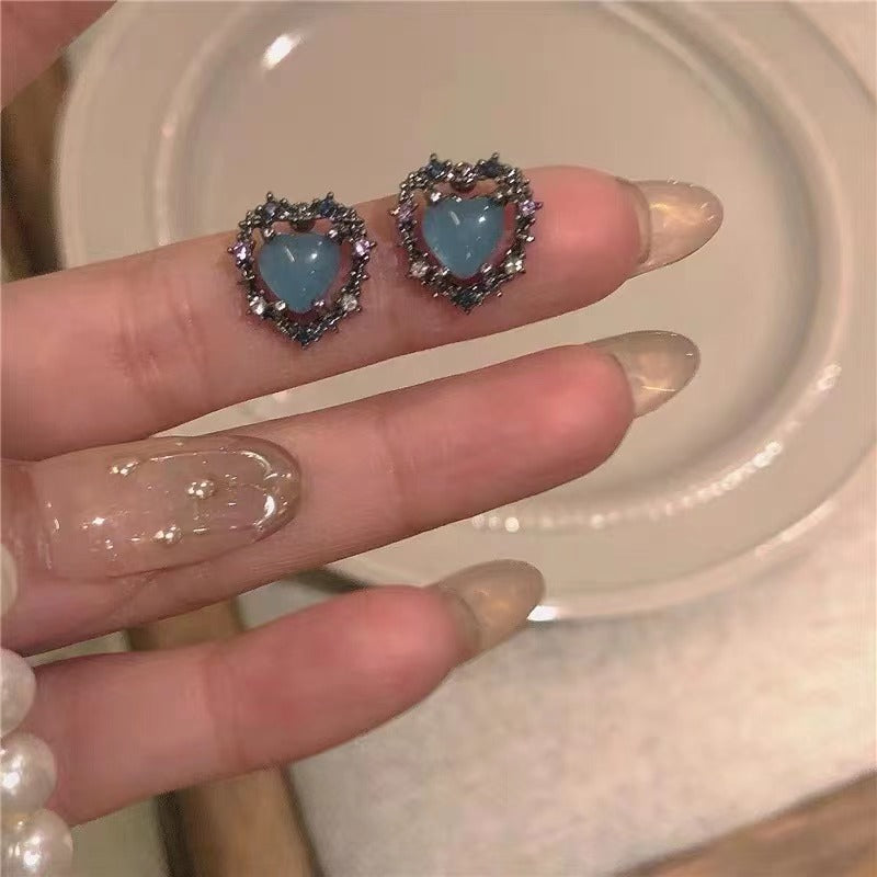 Blue Heart Stud Earrings | Heart Earrings | Cliff Studio