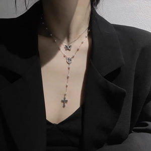 Gabrielle Silver Butterfly Necklaces Set