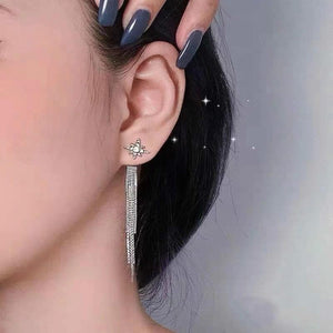 Silver Star Tassel Earring