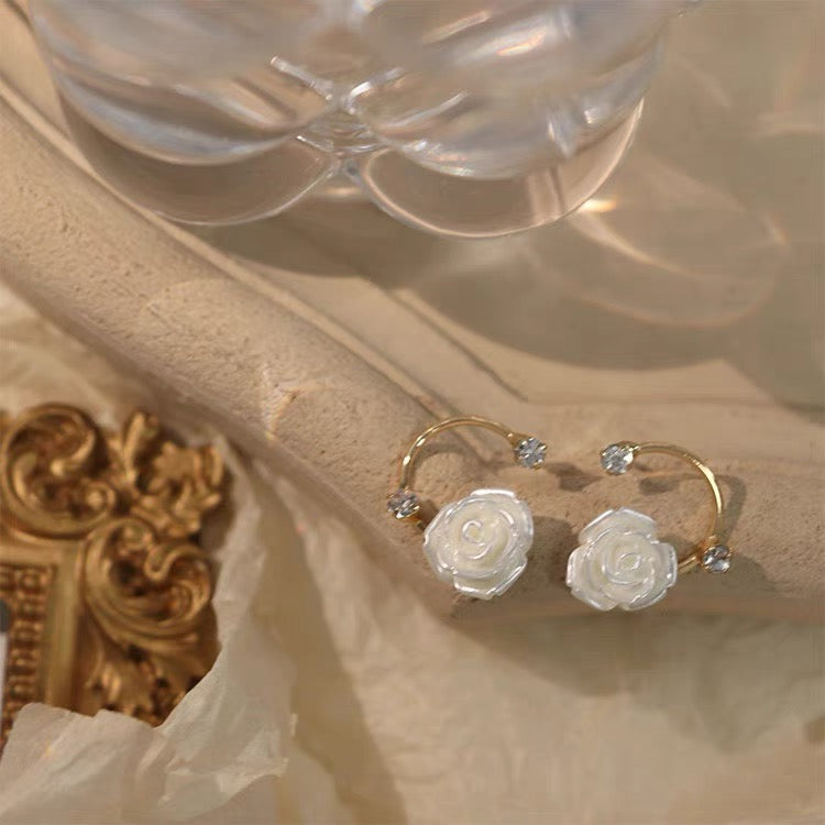 White Rose Stud Earring