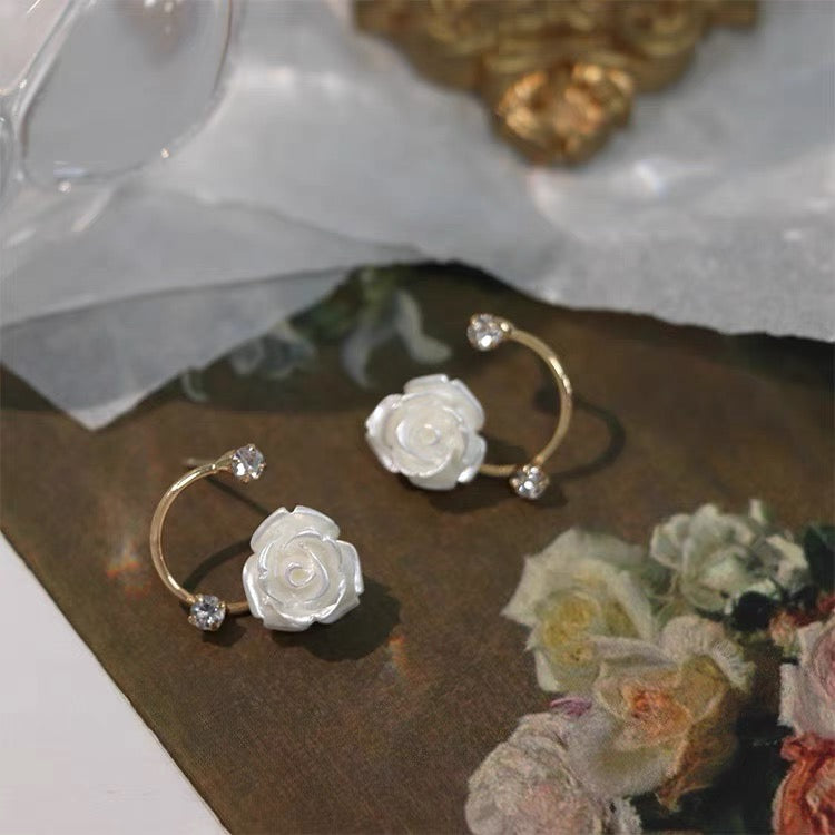 White Rose Stud Earring
