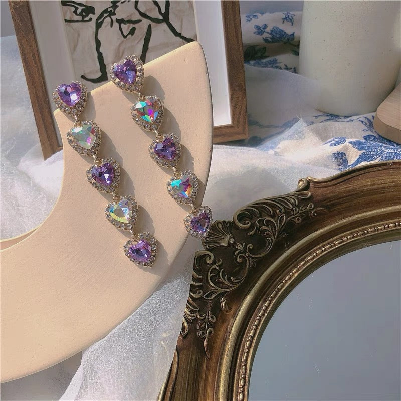 Lavender Heart Crystal Earring