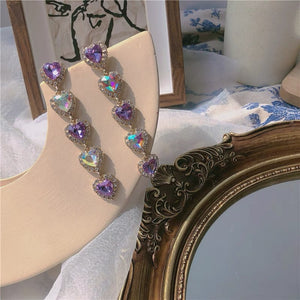 Lavender Heart Crystal Earring