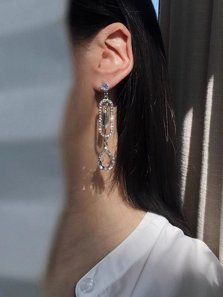 Hollow Crystal Drop Earrings