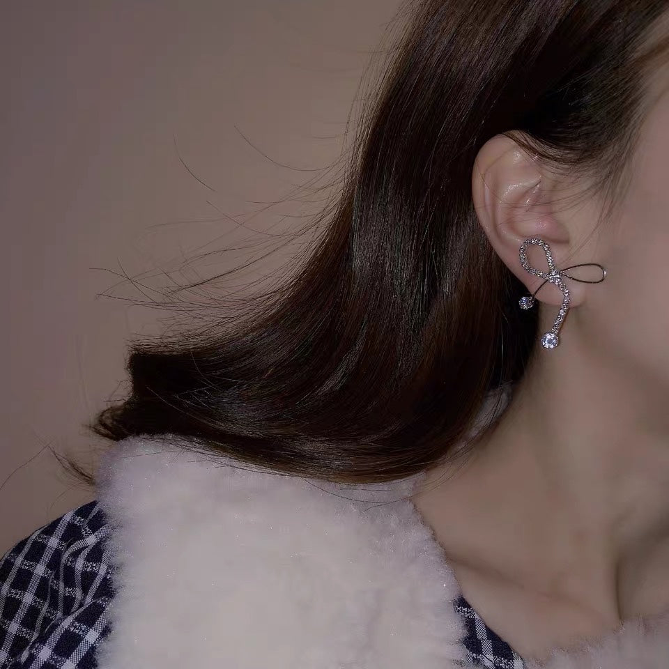 Silver Bow Earring