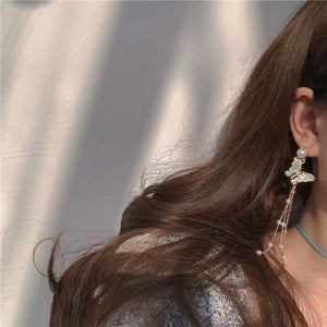 Green Butterfly Tassel Earring