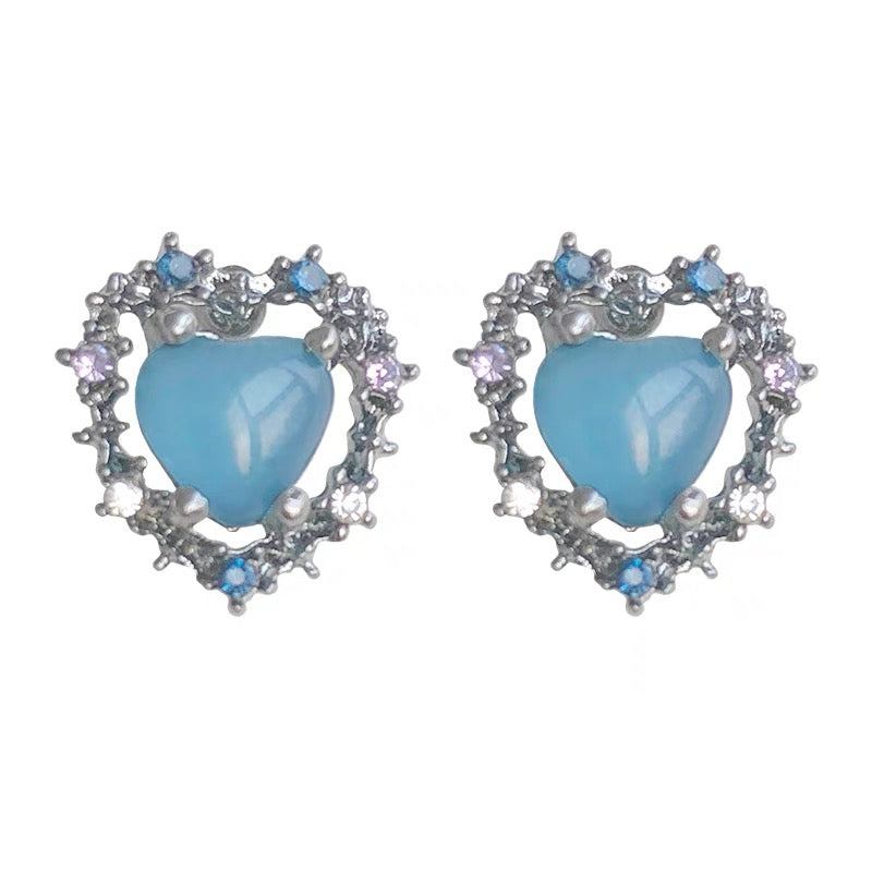 Blue Heart Stud Earrings | Heart Earrings | Cliff Studio