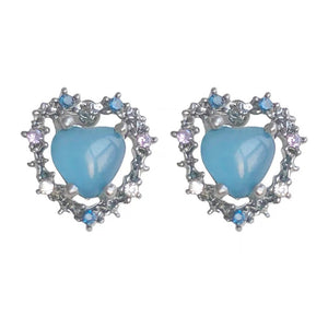 Blue Heart Stud Earrings | Heart Earrings | Cliff Studio