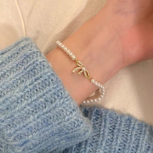 Reese Pearl Bow Bracelet