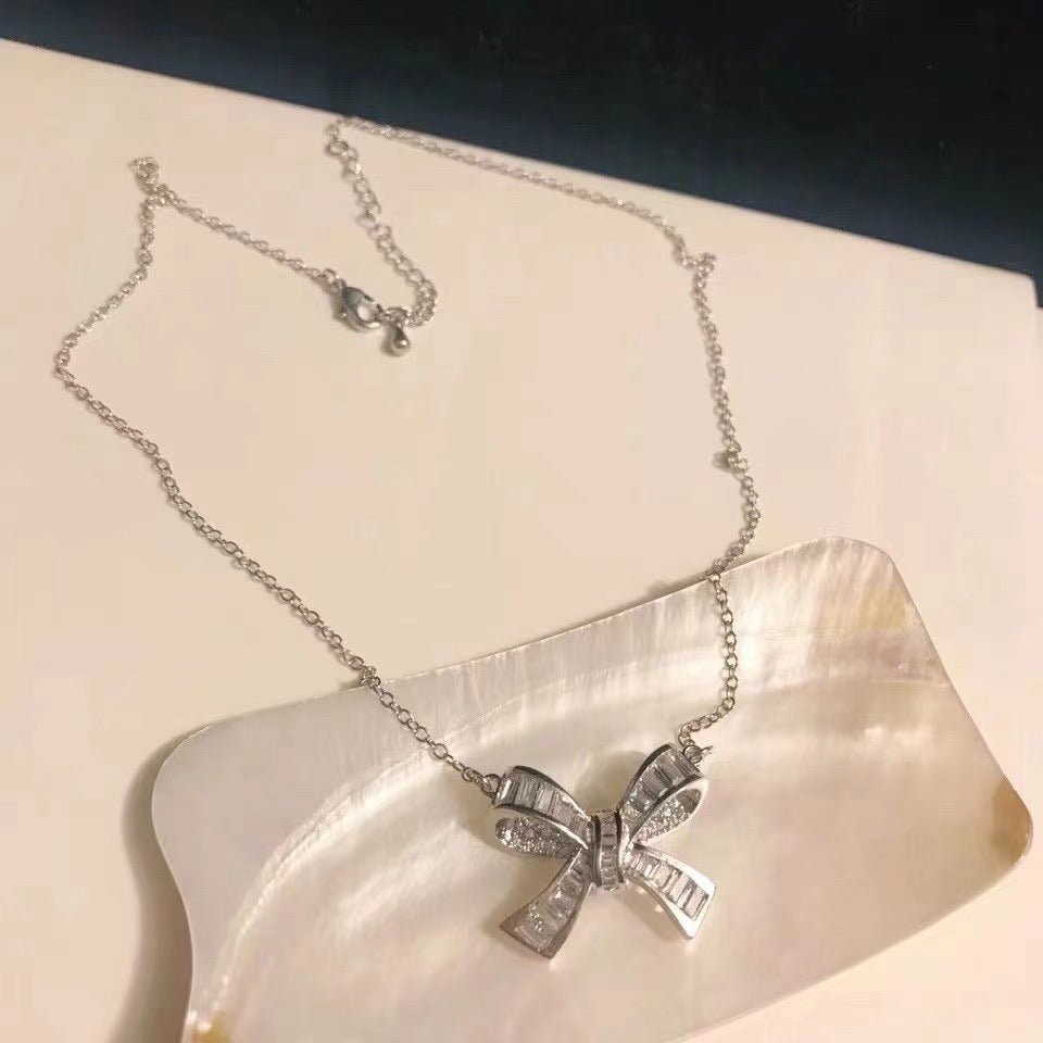 Silver Bow Necklace