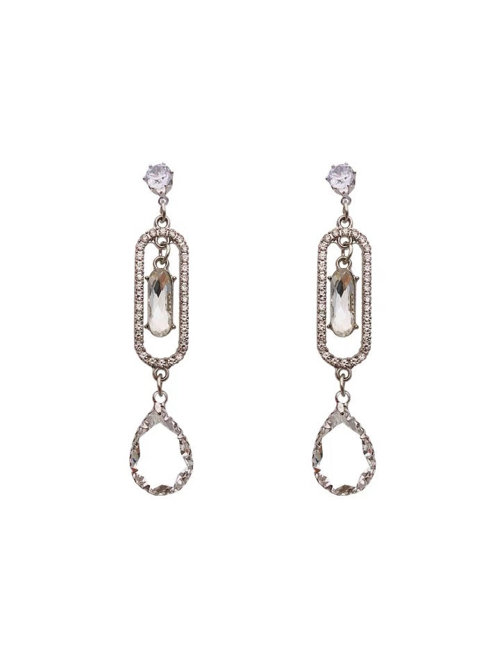 Hollow Crystal Drop Earrings