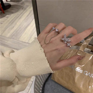 Silver Butterfly Ring Set