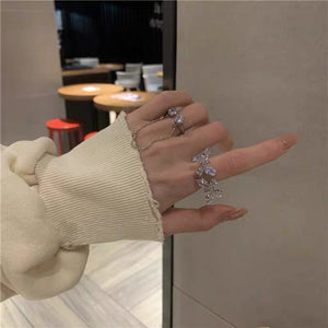 Silver Butterfly Ring Set