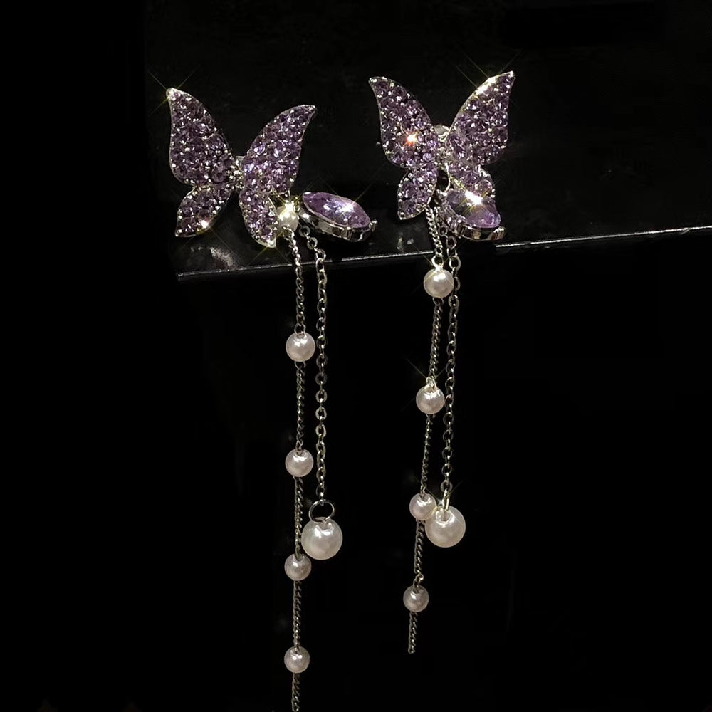 Lavender Butterfly Crystal Earring