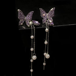 Lavender Butterfly Crystal Earring