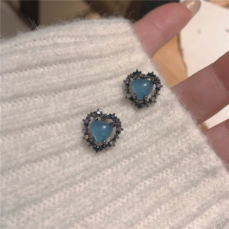 Blue Heart Stud Earrings | Heart Earrings | Cliff Studio