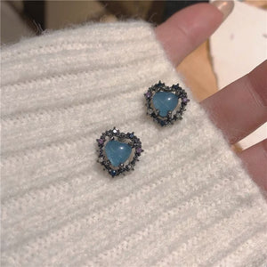 Blue Heart Stud Earrings | Heart Earrings | Cliff Studio