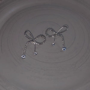 Silver Bow Earring