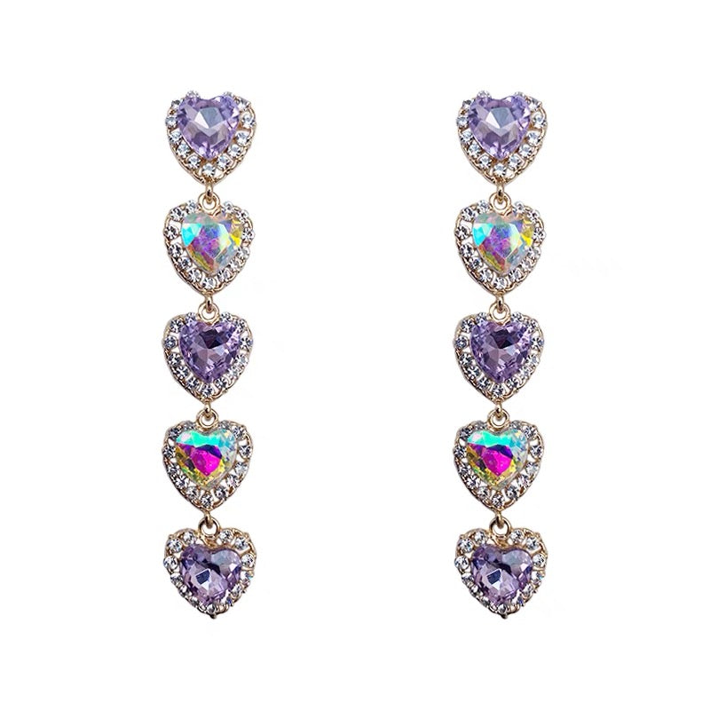 Lavender Heart Crystal Earring