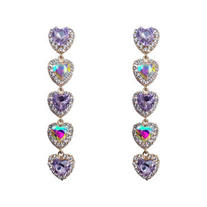 Lavender Heart Crystal Earring